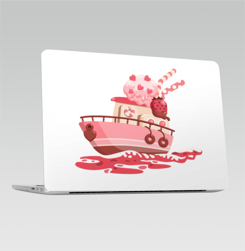 Наклейка на Ноутбук Macbook Pro 2016-2018 – Macbook Pro Touch Bar Кисельные берега,  купить в Москве – интернет-магазин Allskins, мороженое, любовь, графика, клубничный, розовый, ванильный, 14 февраля