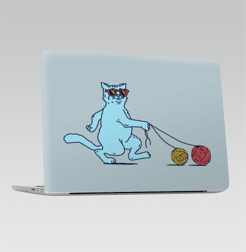 Наклейка на Ноутбук Macbook Pro 2016-2018 – Macbook Pro Touch Bar Кот на прогулке,  купить в Москве – интернет-магазин Allskins, кошка, собаки, клубок