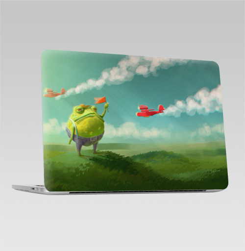 Наклейка на Ноутбук Macbook Pro 2016-2018 – Macbook Pro Touch Bar Мистер Жаба,  купить в Москве – интернет-магазин Allskins, милые животные, небо, цвет, детские, лягушка