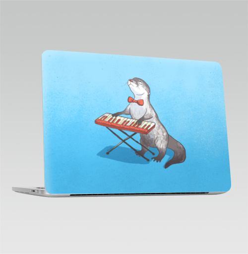 Наклейка на Ноутбук Macbook Pro 2016-2018 – Macbook Pro Touch Bar Выдра-пианист,  купить в Москве – интернет-магазин Allskins, музыкант, животные, выдра, пианино