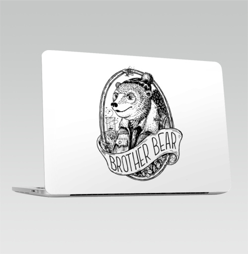 Наклейка на Ноутбук Macbook Pro 2016-2018 – Macbook Pro Touch Bar Брат Медведь,  купить в Москве – интернет-магазин Allskins, надписи, пасека, брат, графика, медведь