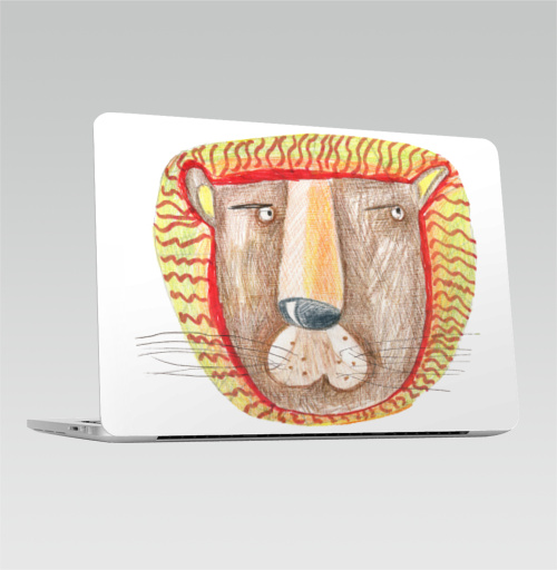 Наклейка на Ноутбук Macbook Pro 2016-2018 – Macbook Pro Touch Bar Лев, карандашная техника. портрет льва,  купить в Москве – интернет-магазин Allskins, лев, лицо, животные, карандаш, рисунки
