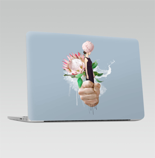 Наклейка на Ноутбук Macbook Pro 2016-2018 – Macbook Pro Touch Bar Пастельный букет,  купить в Москве – интернет-магазин Allskins, букет, цветы, девушка, мороженое, акварель, белый, вода, нежно, пастельный, психоделичный
