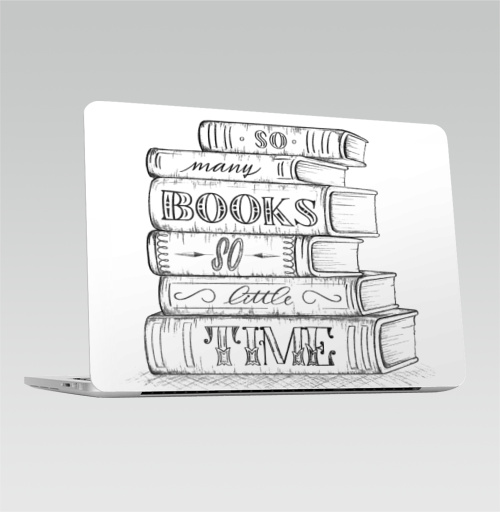 Наклейка на Ноутбук Macbook Pro 2016-2018 – Macbook Pro Touch Bar Так много книг, так мало времени,  купить в Москве – интернет-магазин Allskins, книга, график, хобби, чтение, увлечения, книжку, надписи