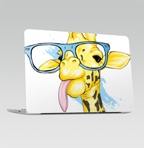 Наклейка на Ноутбук Macbook Pro 2016-2018 – Macbook Pro Touch Bar Жираф в очках,  купить в Москве – интернет-магазин Allskins, стритарт, жираф, очки, safari, животное, длинная шея, африканский