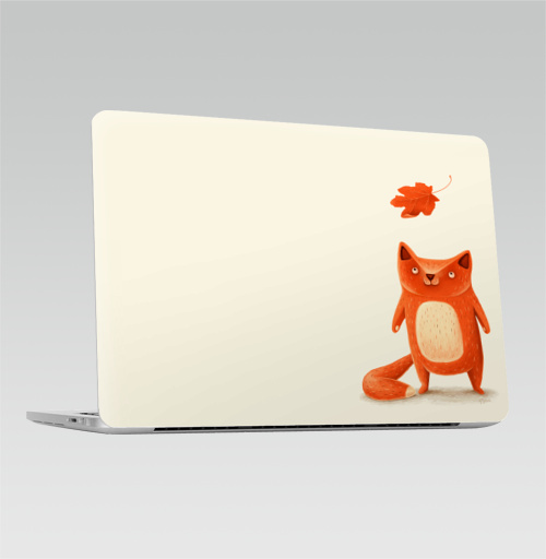 Наклейка на Ноутбук Macbook Pro 2016-2018 – Macbook Pro Touch Bar Я — осень,  купить в Москве – интернет-магазин Allskins, крутые животные, осень, оранжевый, лиса, животные, детские, милые животные
