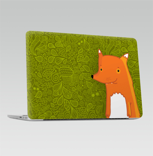 Наклейка на Ноутбук Macbook Pro 2016-2018 – Macbook Pro Touch Bar Fox,  купить в Москве – интернет-магазин Allskins, милые животные, 300 Лучших работ, дудлы, мультфильмы, мило, лиса, животные, детские