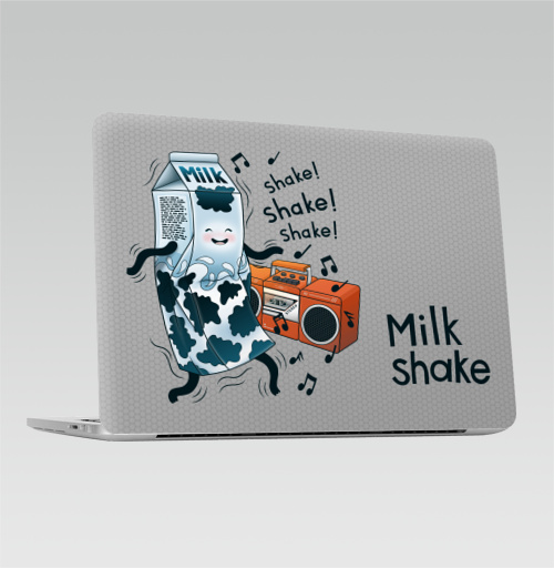 Наклейка на Ноутбук Macbook Pro 2016-2018 – Macbook Pro Touch Bar MilkShake!,  купить в Москве – интернет-магазин Allskins, музыка, еда, ноты, танцы, коктейль, молочный