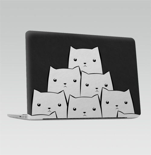 Наклейка на Ноутбук Macbook Pro 2016-2018 – Macbook Pro Touch Bar White Cats,  купить в Москве – интернет-магазин Allskins, уши, черный, кошка, белый, животные, черно-белое, 300 Лучших работ