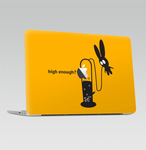 Наклейка на Ноутбук Macbook Pro 2016-2018 – Macbook Pro Touch Bar (с яблоком ) High Enough?,  купить в Москве – интернет-магазин Allskins, надписи на английском, дым, надписи, заяц