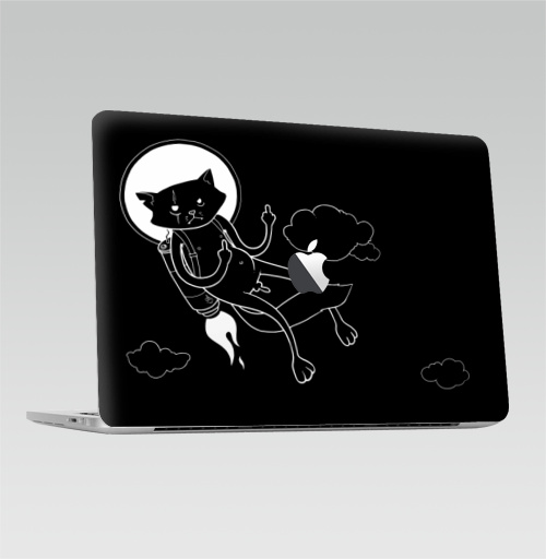 Наклейка на Ноутбук Macbook Pro 2016-2018 – Macbook Pro Touch Bar (с яблоком ) Свободный кот,  купить в Москве – интернет-магазин Allskins, кошка, реактивный, полёт, небо