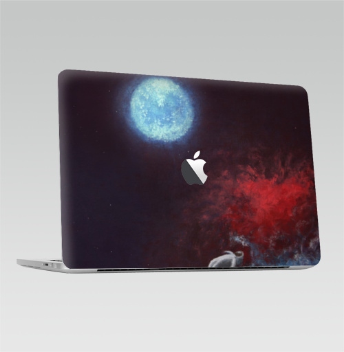 Наклейка на Ноутбук Macbook Pro 2016-2018 – Macbook Pro Touch Bar (с яблоком ) Космос,  купить в Москве – интернет-магазин Allskins, космос, луна, вселенная, звезда