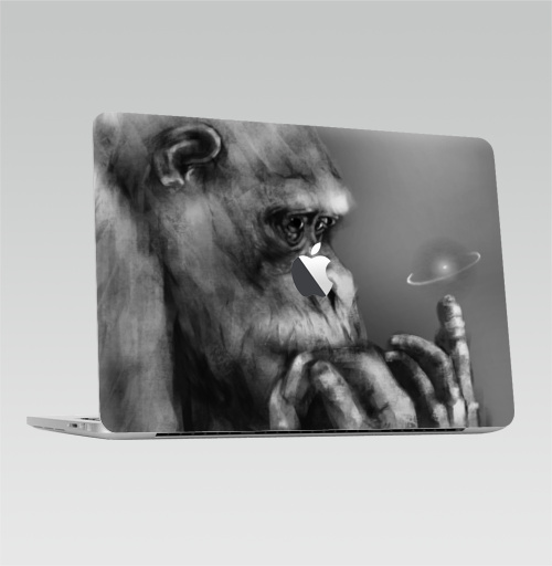 Наклейка на Ноутбук Macbook Pro 2016-2018 – Macbook Pro Touch Bar (с яблоком ) Горилла,  купить в Москве – интернет-магазин Allskins, обезьяна, животные, космос