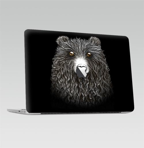 Наклейка на Ноутбук Macbook Pro 2016-2018 – Macbook Pro Touch Bar (с яблоком ) Мишенька,  купить в Москве – интернет-магазин Allskins, крутые животные, медведь, животные, графика, милые животные