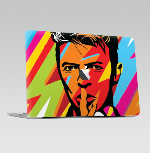 Наклейка на Ноутбук Macbook Pro 2016-2018 – Macbook Pro Touch Bar (с яблоком ) David Bowie RIP,  купить в Москве – интернет-магазин Allskins, музыка, музыкант, поп-арт
