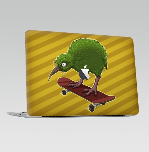 Наклейка на Ноутбук Macbook Pro 2016-2018 – Macbook Pro Touch Bar (с яблоком ) Киви,  купить в Москве – интернет-магазин Allskins, птицы, скейтборд