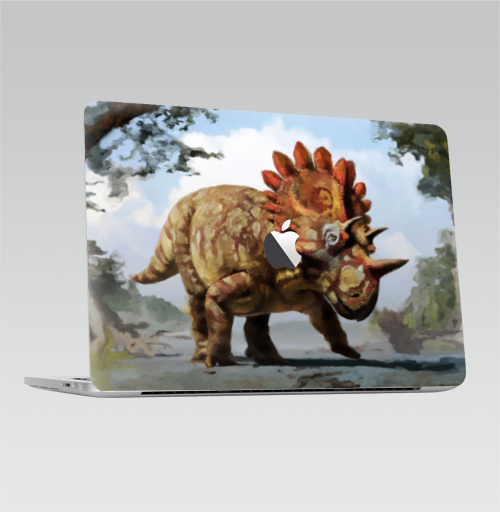Наклейка на Ноутбук Macbook Pro 2016-2018 – Macbook Pro Touch Bar (с яблоком ) Рисунок акварелью Динозавр,  купить в Москве – интернет-магазин Allskins, динозавры, персонажи, графика, природа, животные