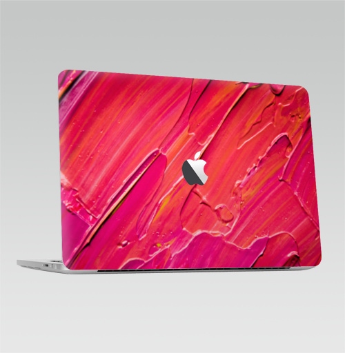 Наклейка на Ноутбук Macbook Pro 2016-2018 – Macbook Pro Touch Bar (с яблоком ) Рио,  купить в Москве – интернет-магазин Allskins, мазки, палитра, цвет, фрукты, птицы, рио, оранжевый, розовый, яркий
