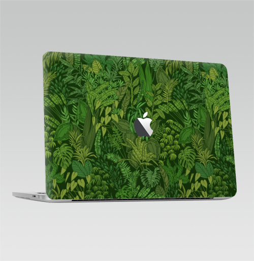 Наклейка на Ноутбук Macbook Pro 2016-2018 – Macbook Pro Touch Bar (с яблоком ) Зелень,  купить в Москве – интернет-магазин Allskins, лес, эко, природа, деревья, листья, джунгли, зеленый