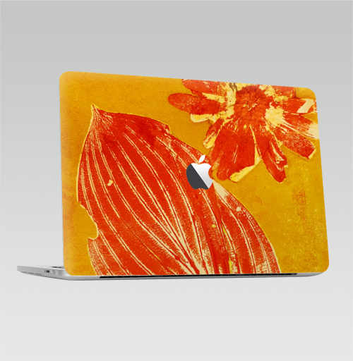 Наклейка на Ноутбук Macbook Pro 2016-2018 – Macbook Pro Touch Bar (с яблоком ) Сохранить солнце,  купить в Москве – интернет-магазин Allskins, желтый, солнце, листья, бумага, яркий, оранжевый, лето