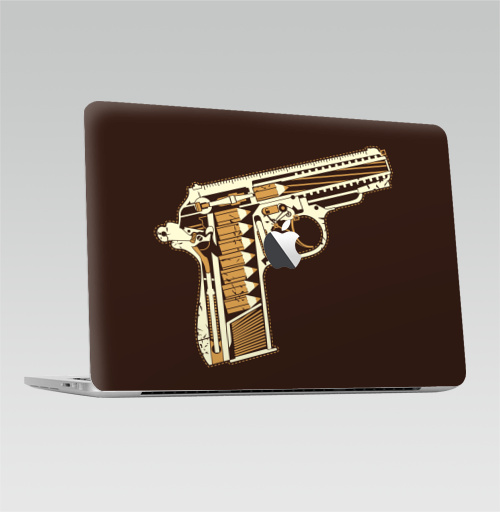 Наклейка на Ноутбук Macbook Pro 2016-2018 – Macbook Pro Touch Bar (с яблоком ) Gun,  купить в Москве – интернет-магазин Allskins, мужик, военные, оружие, карандаш, 300 Лучших работ