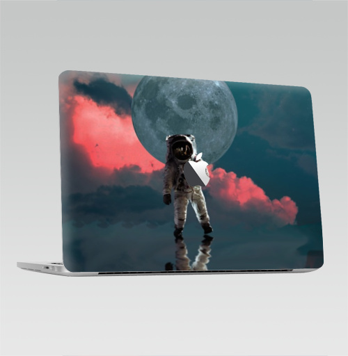 Наклейка на Ноутбук Macbook Pro 2016-2018 – Macbook Pro Touch Bar (с яблоком ) Я один,  купить в Москве – интернет-магазин Allskins, космос, космонавтика, одиночество, луна, небо