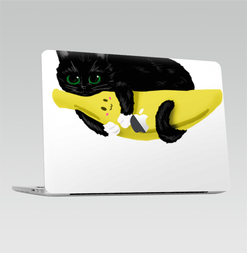Наклейка на Ноутбук Macbook Pro 2016-2018 – Macbook Pro Touch Bar (с яблоком ) Моя банана,  купить в Москве – интернет-магазин Allskins, котята, банан, игрушки, черный