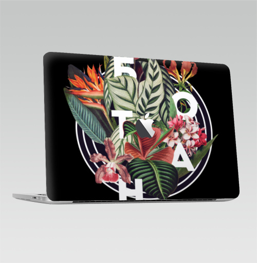 Наклейка на Ноутбук Macbook Pro 2016-2018 – Macbook Pro Touch Bar (с яблоком ) Ботан тропики,  купить в Москве – интернет-магазин Allskins, лето, тропики, растение, цветы