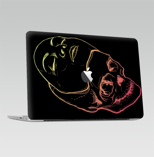 Наклейка на Ноутбук Macbook Pro 2016-2018 – Macbook Pro Touch Bar (с яблоком ) Маска и череп,  купить в Москве – интернет-магазин Allskins, лицо, череп, маска, голова