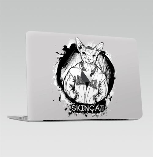 Наклейка на Ноутбук Macbook Pro 2016-2018 – Macbook Pro Touch Bar (с яблоком ) Skincat (Лысо-кот),  купить в Москве – интернет-магазин Allskins, кошка, Сфинкс, бритоголовый