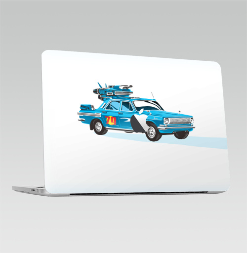 Наклейка на Ноутбук Macbook Pro 2016-2018 – Macbook Pro Touch Bar (с яблоком ) Dream Car,  купить в Москве – интернет-магазин Allskins, Волга, 70-e, автомобиль, синий