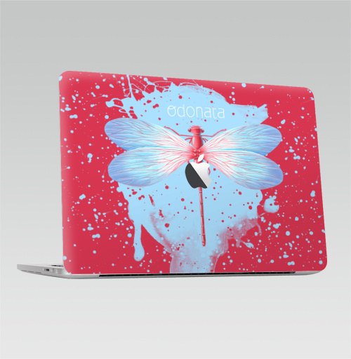 Наклейка на Ноутбук Macbook Pro 2016-2018 – Macbook Pro Touch Bar (с яблоком ) Odonata,  купить в Москве – интернет-магазин Allskins, Крылья, насекомые, пятна, стрекоза