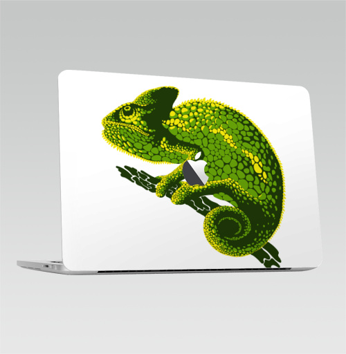 Наклейка на Ноутбук Macbook Pro 2016-2018 – Macbook Pro Touch Bar (с яблоком ) Хамелеон,  купить в Москве – интернет-магазин Allskins, зеленый, хамелеон