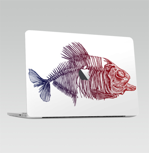 Наклейка на Ноутбук Macbook Pro 2016-2018 – Macbook Pro Touch Bar (с яблоком ) Fish,  купить в Москве – интернет-магазин Allskins, рыба, череп, пати, Смысл, аристарх, ницше, суть