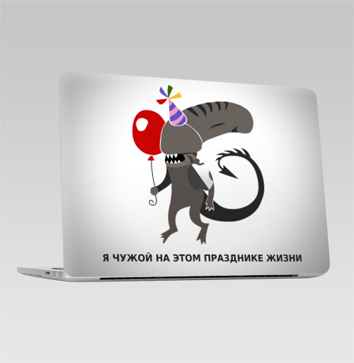Наклейка на Ноутбук Macbook Pro 2016-2018 – Macbook Pro Touch Bar (с яблоком ) Чужой на празднике жизни,  купить в Москве – интернет-магазин Allskins, монстры, персонажи, чужой