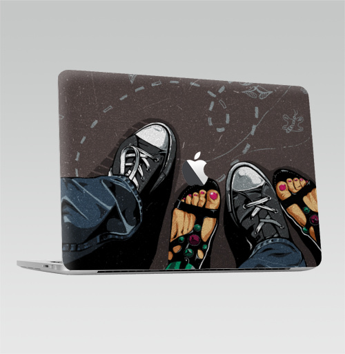 Наклейка на Ноутбук Macbook Pro 2016-2018 – Macbook Pro Touch Bar (с яблоком ) Влюбленные,  купить в Москве – интернет-магазин Allskins, мода, глянец