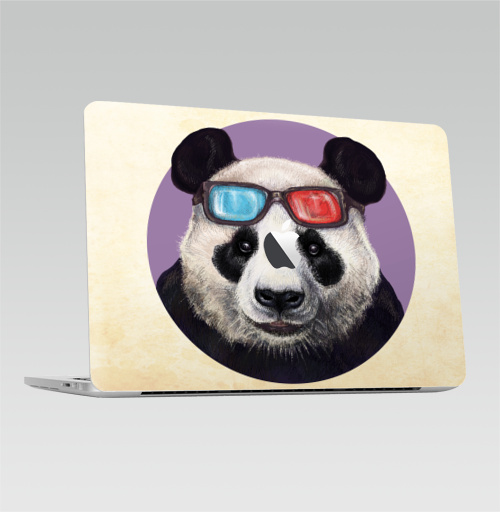 Наклейка на Ноутбук Macbook Pro 2016-2018 – Macbook Pro Touch Bar (с яблоком ) Панда и супер-очки,  купить в Москве – интернет-магазин Allskins, милые животные, панда, животные