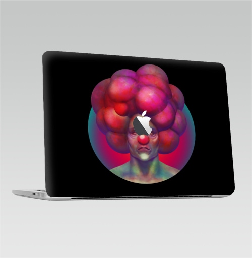 Наклейка на Ноутбук Macbook Pro 2016-2018 – Macbook Pro Touch Bar (с яблоком ) Бубль,  купить в Москве – интернет-магазин Allskins, живопись, цвет, графика, персонажи, розовый, цирк