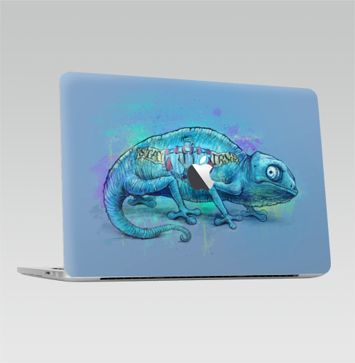 Наклейка на Ноутбук Macbook Pro 2016-2018 – Macbook Pro Touch Bar (с яблоком ) Стэй тру,  купить в Москве – интернет-магазин Allskins, хамелеон, ящерица, круто, татуировки