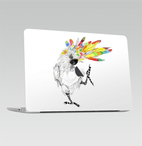 Наклейка на Ноутбук Macbook Pro 2016-2018 – Macbook Pro Touch Bar (с яблоком ) ТАНЦЫ попугайцы,  купить в Москве – интернет-магазин Allskins, милые животные, мило, позитив, птицы, попугаи, животные