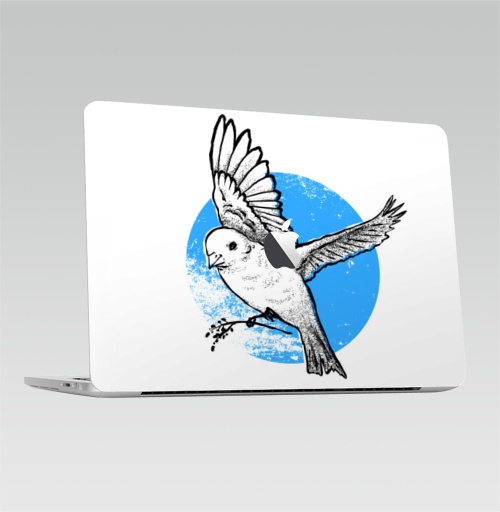 Наклейка на Ноутбук Macbook Pro 2016-2018 – Macbook Pro Touch Bar (с яблоком ) Свобода,  купить в Москве – интернет-магазин Allskins, свобода, птицы, голубой, инди