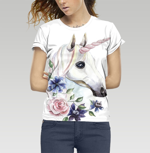 Фотография футболки Единорог в цветах