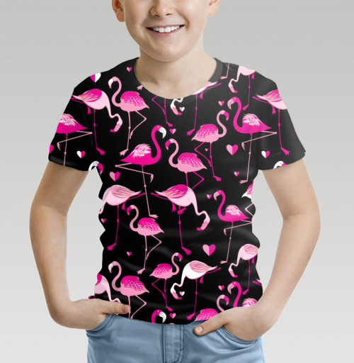 Фотография футболки Узор розовые фламинго