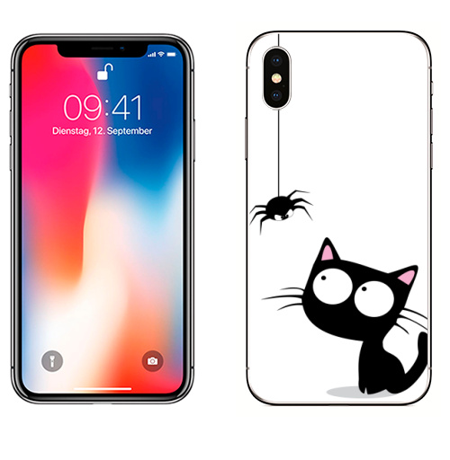 Наклейка на Телефон Apple iPhone X Boo,  купить в Москве – интернет-магазин Allskins, кошка, паук, паучок, детские, 300 Лучших работ