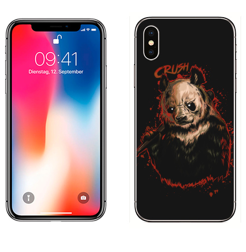Наклейка на Телефон Apple iPhone X Агрессор ,  купить в Москве – интернет-магазин Allskins, панда, животные, медведь