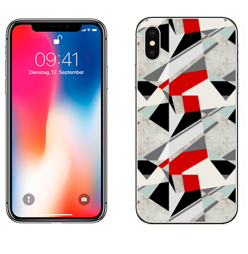 Наклейка на Телефон Apple iPhone X Геометрия цвета,  купить в Москве – интернет-магазин Allskins, геометрия, настроение, кремовый, Архитектура, строение, структура, яркий, белый, оранжевый, поп-арт