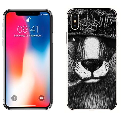 Наклейка на Телефон Apple iPhone X Лис бандит. это пахнет ёлкой,  купить в Москве – интернет-магазин Allskins, крутые животные, животные, зима, любовь, кровь, хитрый, bandit, лиса, милые животные
