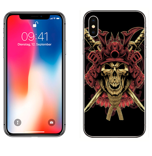 Наклейка на Телефон Apple iPhone X Бессмертный самурай,  купить в Москве – интернет-магазин Allskins, самурай, череп, КАТАНА, Япония, восток