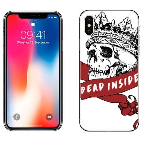 Наклейка на Телефон Apple iPhone X Мертв внутри,  купить в Москве – интернет-магазин Allskins, череп, смерть