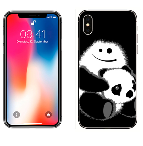 Наклейка на Телефон Apple iPhone X Привет!,  купить в Москве – интернет-магазин Allskins, панда, безбашенная, белый, черный, 300 Лучших работ